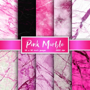Pink Marble Digital Paper Stone Digital Paper Metallic Digital Paper Mixed Colors Patterns - INSTANT DOWNLOAD