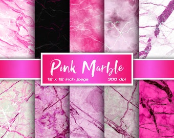 Pink Marble Digital Paper Stone Digital Paper Metallic Digital Paper Mixed Colors Patterns - INSTANT DOWNLOAD