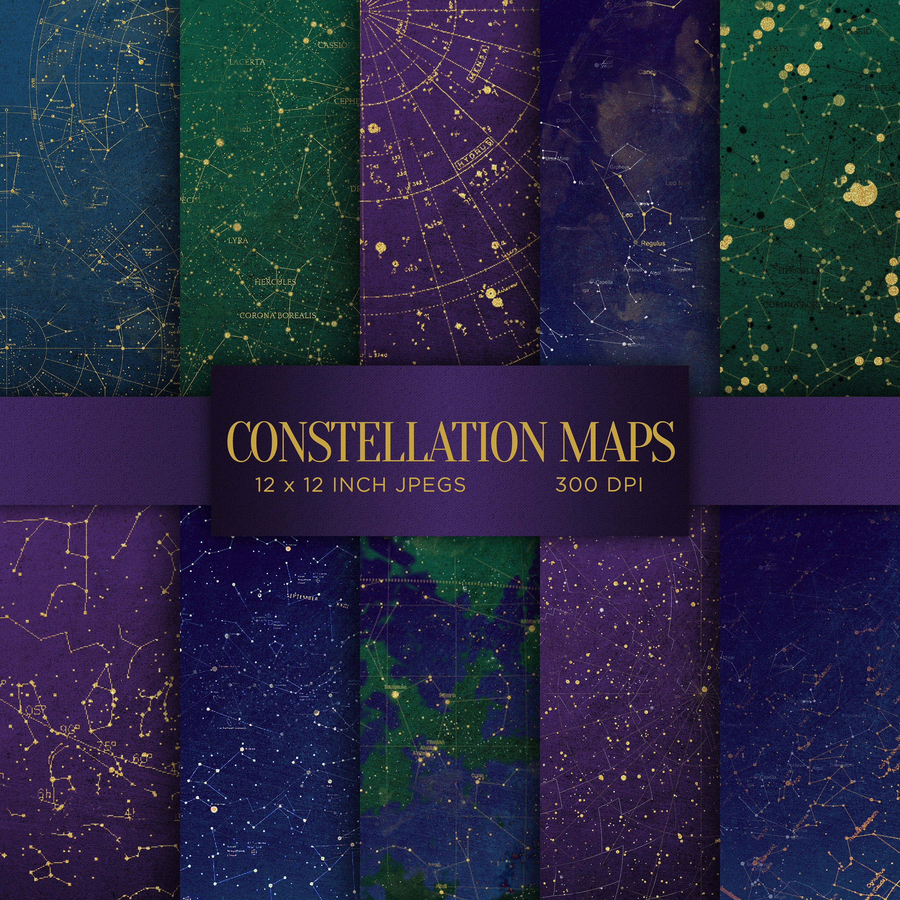 Constellatio Paper Raster Constellation Maps Digital Paper Celestial Digital Paper Antique Maps ...