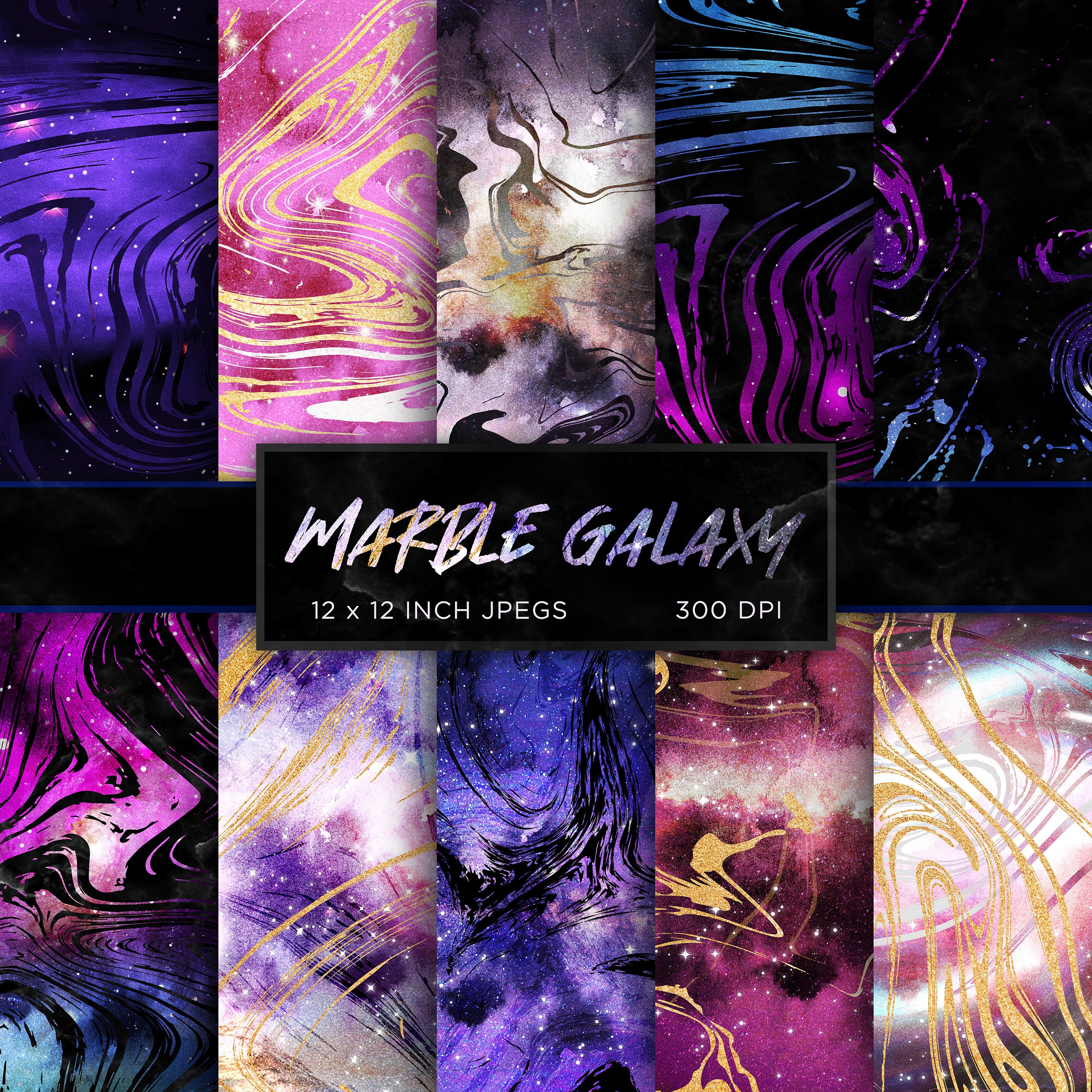 Marble Galaxy Stars Digital Paper Celestial Digital Paper | Etsy