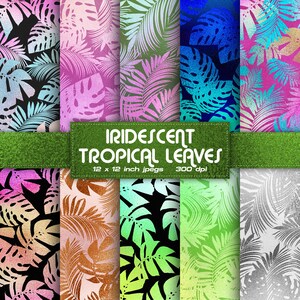 Schillernde Tropische Blätter Digitales Papier Exotisches digitales Papier Palmenfarben Digitale Papiermuster - INSTANT DOWNLOAD