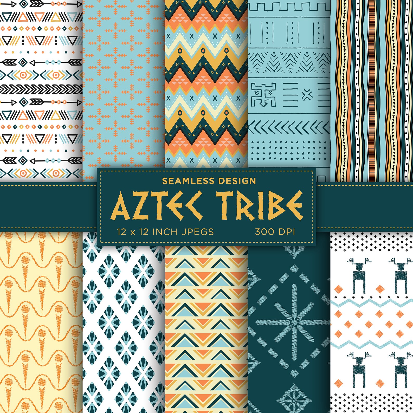 Aztect Paper Aztec Tribe Seamless Digital Paper Boho Chic Digital Paper Summer Aztec ...