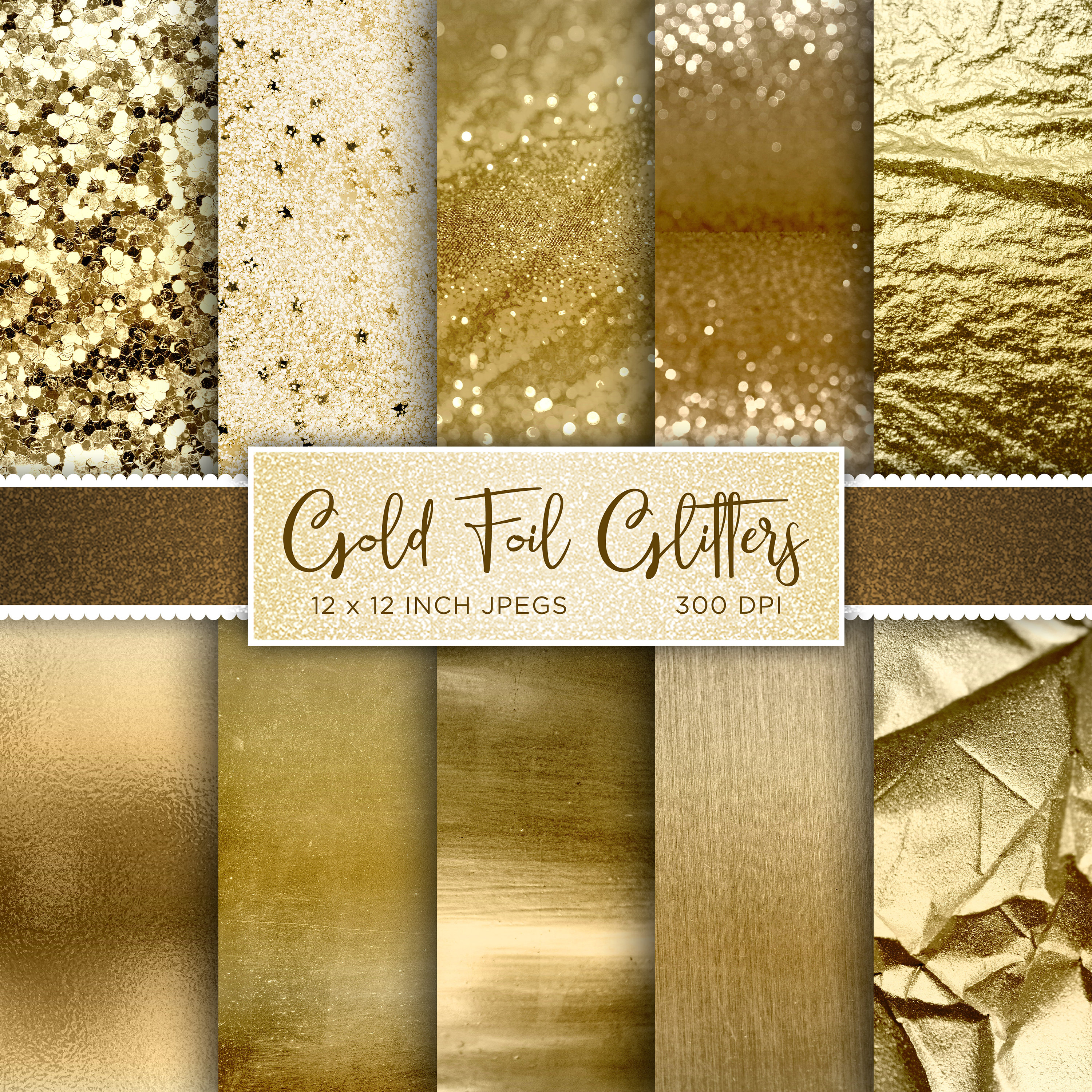 Gold Foil Glitters Digital Paper Metallic Digital Paper Sequins Sparkle ...