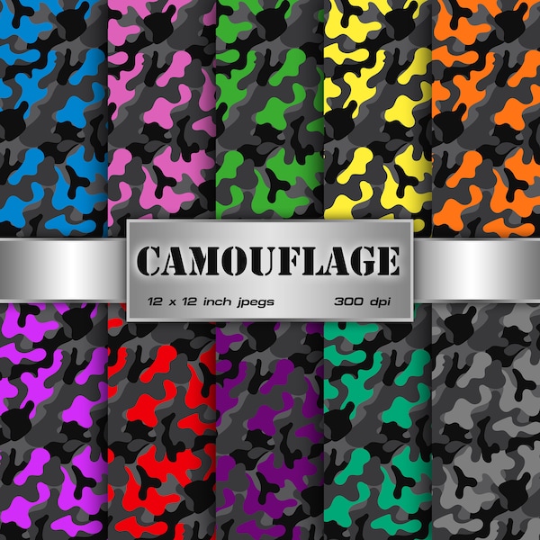 Camouflage Digital Paper Camo Print Military Digital Paper Army Textures Patterns - INSTANT DOWNLOAD