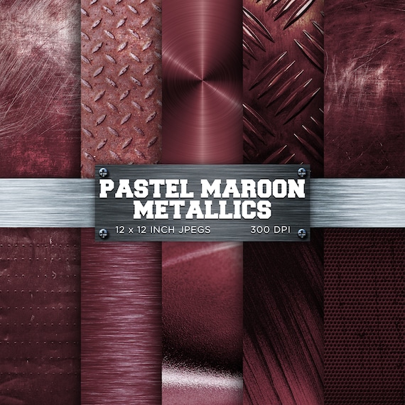 Pastel Maroon Metallics Digital Paper Brushed Metal Brass Etsy