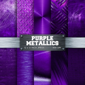 Roxo Metálico Papel Digital Metal Escovado Latão Papel Digital Texturas Metálicas Padrões de Fundos - DOWNLOAD INSTANTÂNEO