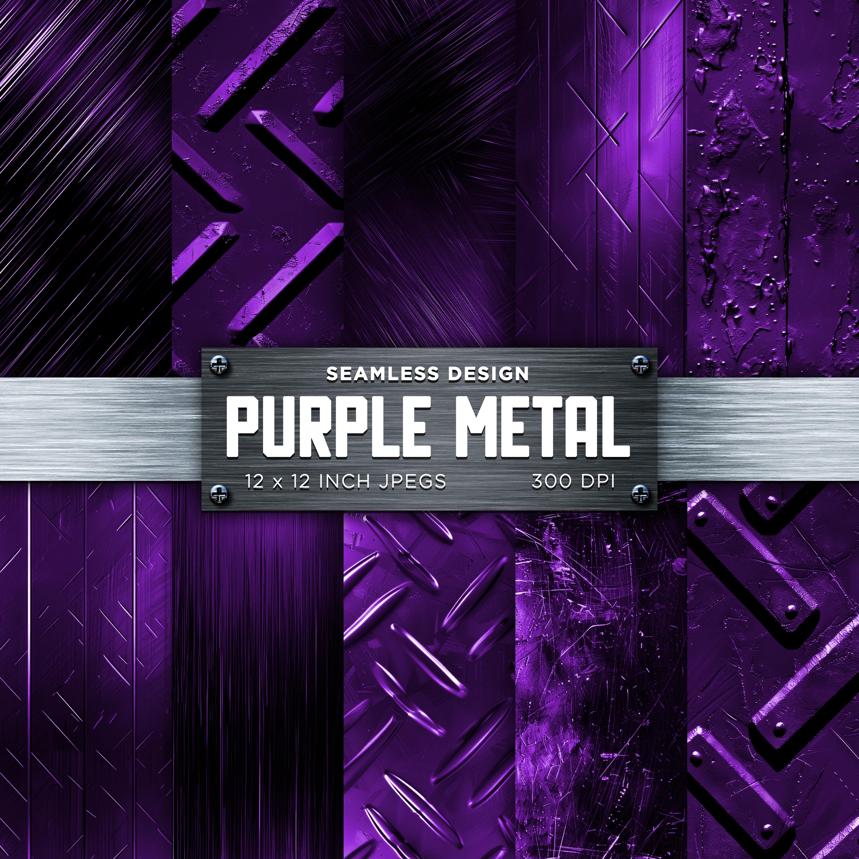 Purple Metal Seamless Digital Paper Brushed Metal Violet Digital Paper Metallics Metals Textures Backgrounds Patterns - INSTANT DOWNLOAD