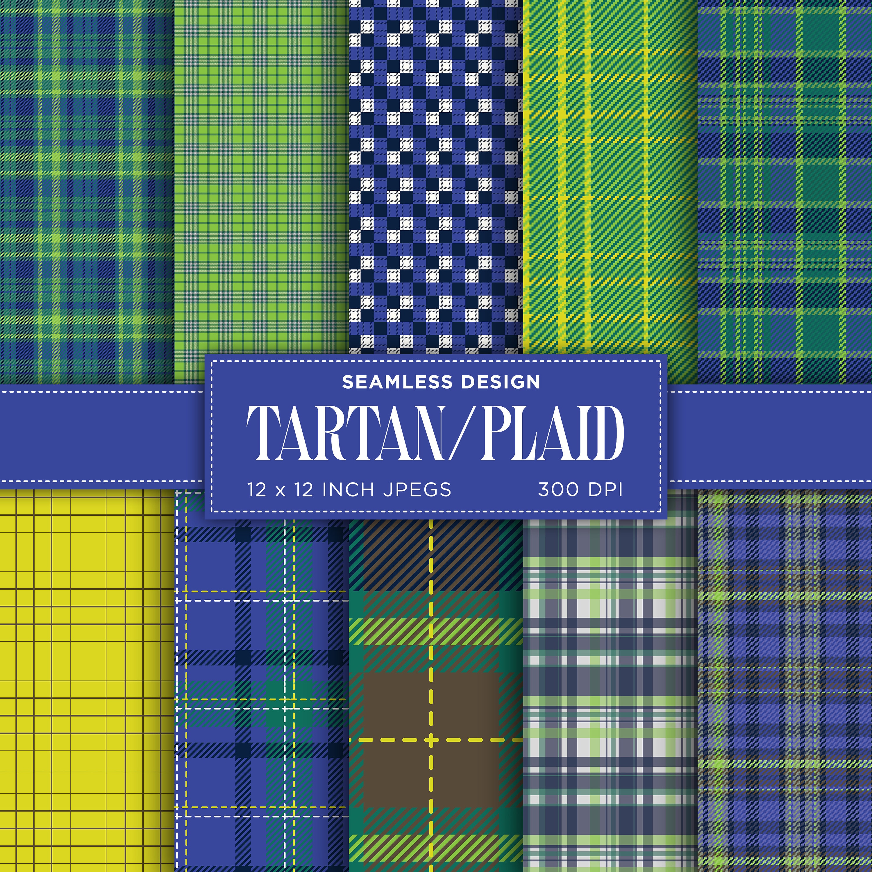 Tartan Plaid Seamless Digital Paper Spring Autumn Digital Paper Check ...