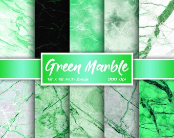 Green Marble Digital Paper Stone Digital Paper Metallic Digital Paper Mixed Colors Patterns - INSTANT DOWNLOAD