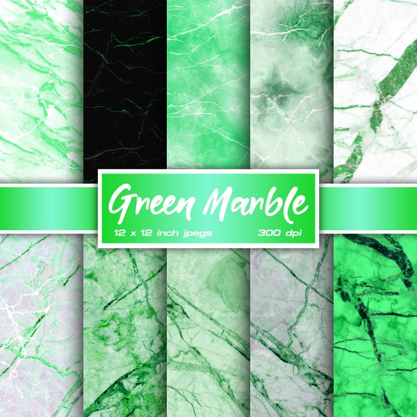 Green Marble Digital Paper Stone Digital Paper Metallic Digital Paper Mixed Colors Patterns - INSTANT DOWNLOAD