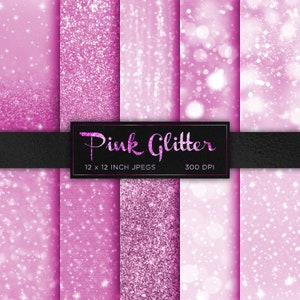 May include: Set of six digital pink glitter backgrounds, each with a different pattern. The backgrounds are 12 x 12 inches and 300 DPI.