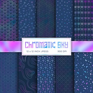 Chromatic Sky Digital Paper Pearlescent Iridescent Digital Paper Metallic Digital Paper Chrome Holographic Patterns - INSTANT DOWNLOAD