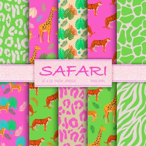 Safari animali stampe carta digitale leopardo tigre stampa carta digitale zebra giraffa texture sfondi modelli - DOWNLOAD immediato