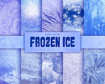 Donkerblauw bevroren ijs digitaal papier ijzige sneeuw ijspegel digitaal papier Frost azuurblauwe kleuren digitaal papier patronen - INSTANT DOWNLOAD