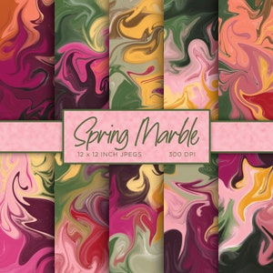 Frühling Marmor Digitales Papier Stein Digitales Papier Metallic Digitales Papier Grün, Rosa, Lila Farben Muster - INSTANT DOWNLOAD
