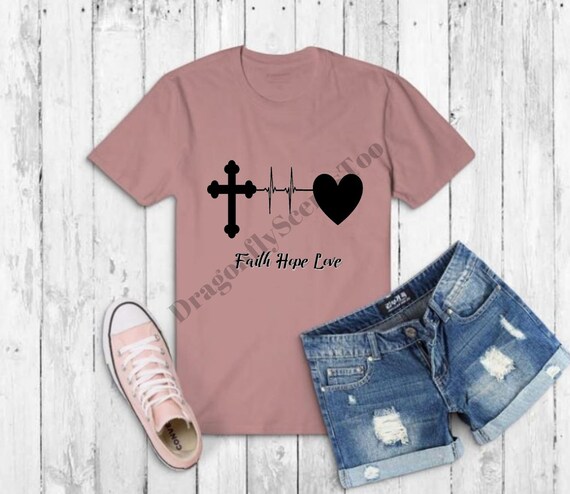Faith Hope Love Svg Cross Cricut Heart Beat Digital Etsy