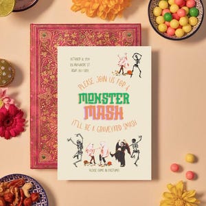 Monster Mash Halloween Party Invitation | Halloween Costume Party Invite | Customizable Canva Template | Spooky Fun Halloween Invitation