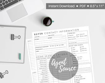 Buyer Info Questionnaire for Real Estate Agents