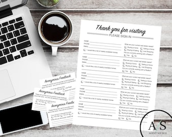 Open House Sign in + Feedback Bundle- For Real Estate Agents