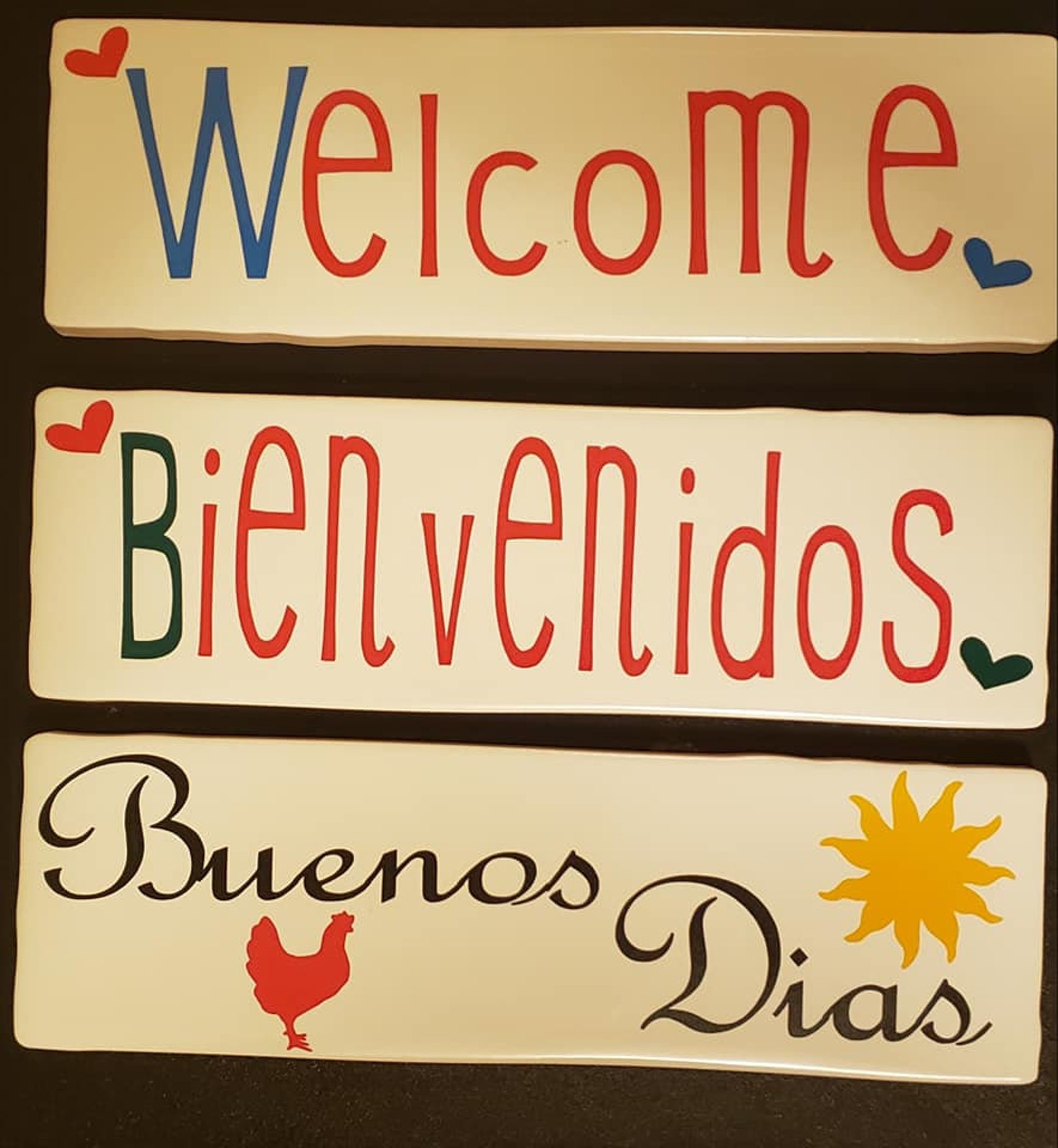 Bienvenidos welcome sign. the colors of the sign are green | Etsy