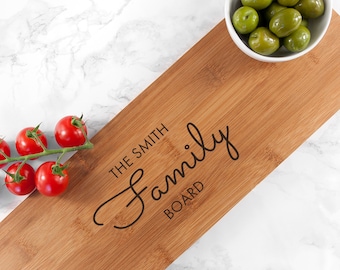 Personalised Family Bamboo Serving Board, Canape Board, Entertaining, Party Decorations, Modern Cutting Board, Eco Friendly, Bread Board