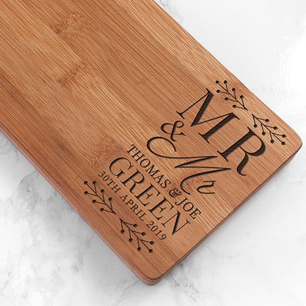 Personalised Engraved Bamboo Wedding Serving Board, Gifts for Couples, Wedding, 5th Anniversary, Bespoke, Engraved Gift, Chopping, Bread