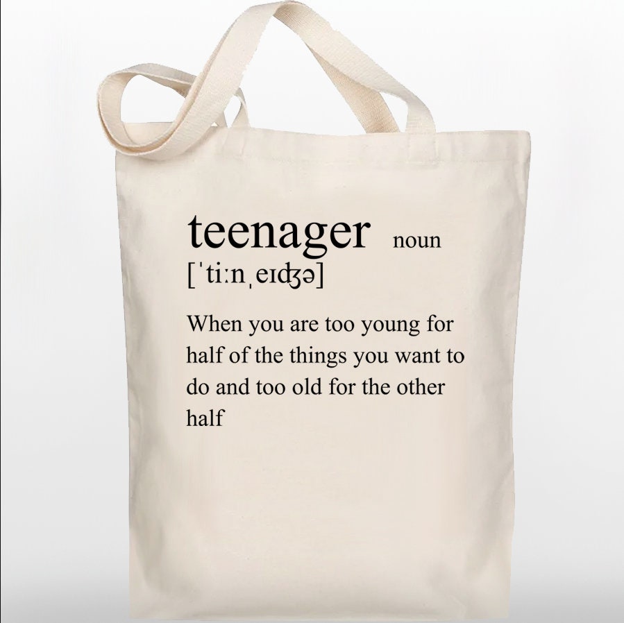 Funny Tote Bag Definition of Teenager 100 Cotton Canvas Etsy