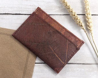 Cardholder in Leaf Leather - Chestnut Brown