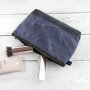Vegan Leaf Leather Wash Bag - Midnight Blue, Sustainable, Environmentally Friendly, Birthdays, Christmas, Gift for Him, Weekender, Overnight