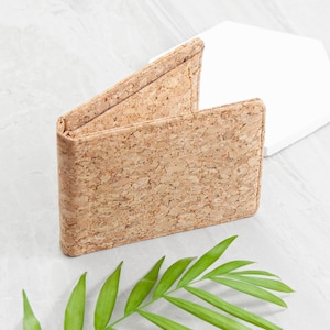 Monedero de corcho natural, regalo para él, cumpleaños, Navidad, tarjetero, monedas, día del padre, ecológico, sostenible, resistente, vegano