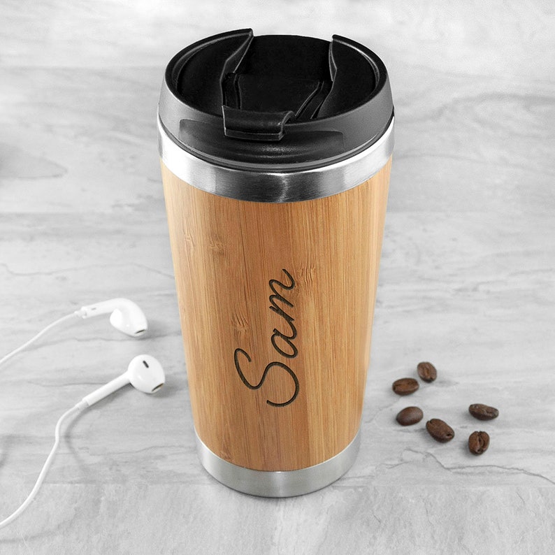 Personalised Engraved Bamboo Travel Mug EcoFriendly No Etsy