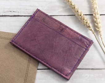 Cardholder in Leaf Leather - Dark Lavender