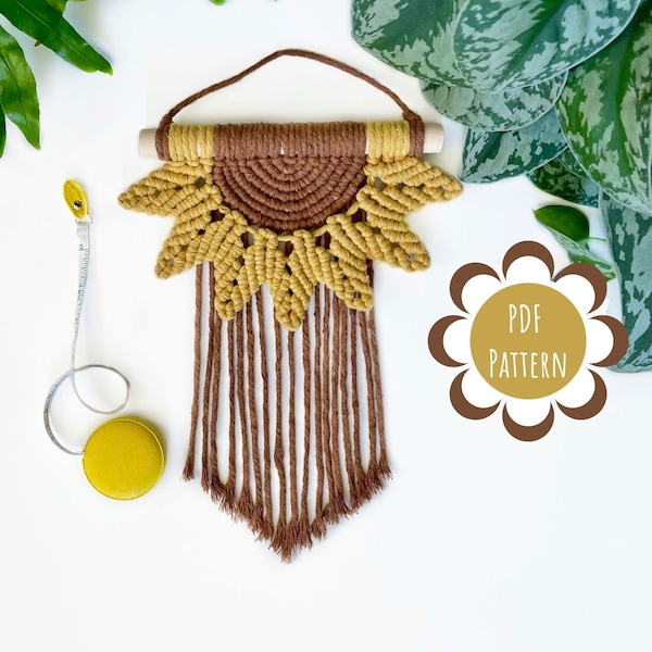 DIY Macrame Pattern “SUNFLOWER MINI” | Macrame tutorial, Beginner Macrame