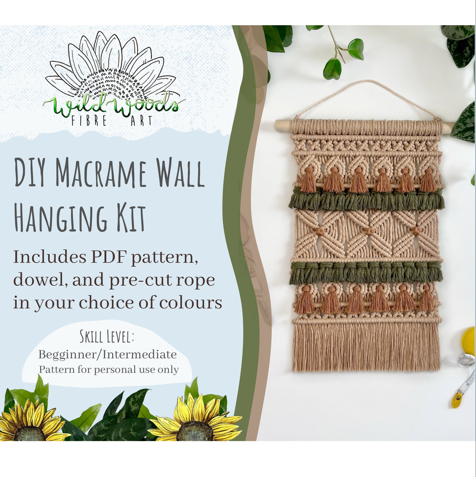 Craft Macrame Kit DIY Kit Wall Hanging Including Video Tutorial