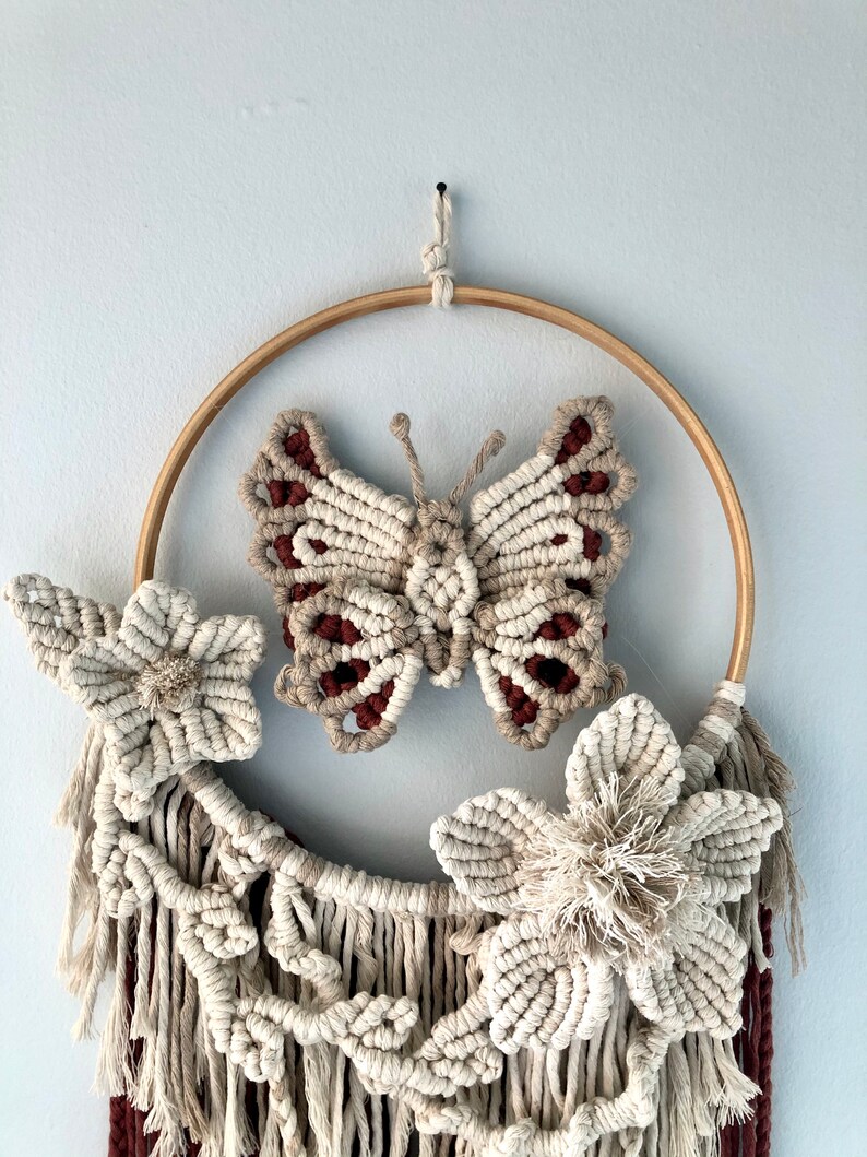 Macrame Wall Hanging BUTTERFLY GARDEN Boho Decor Nursery Etsy