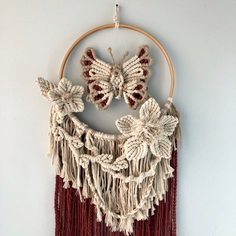 Macrame Wall Hanging BUTTERFLY GARDEN Boho Decor Nursery Etsy