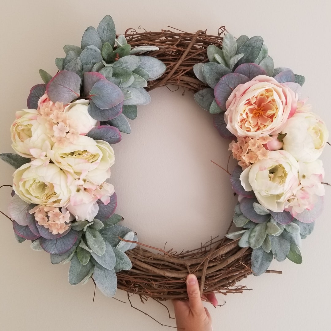 Lambs Ear Wreath, Eucalyptus Wreath, Spring Wreath, All Season Wreath ...
