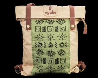 Boho Chic Backpack: Handmade Ethnic Style with Laptop Compartmen