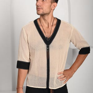 Mens Mesh Shirt - Yoga Wear - Shaman Clothing - Rave Clothes - Tribal Clothing Men - Bohemian shirt -Mens Ethnic Clothing