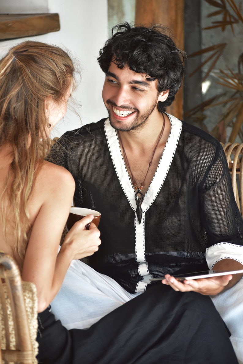 Made from 100% eco-friendly cotton and featuring open-mesh fabric, this shaman shirt ensures breathability and comfort in any setting, from bustling festivals to tranquil daily life
