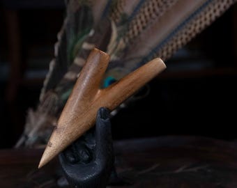 Pipa Kuripe de madera de teca / Aplicador de hape chamánico / Herramienta para ceremonias sagradas balinesas