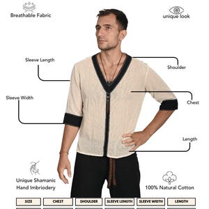Eco Friendly Cotton Boho Shirt Mesh Hand Embroidered Shamanic Tribal Festival Top Bali image 10