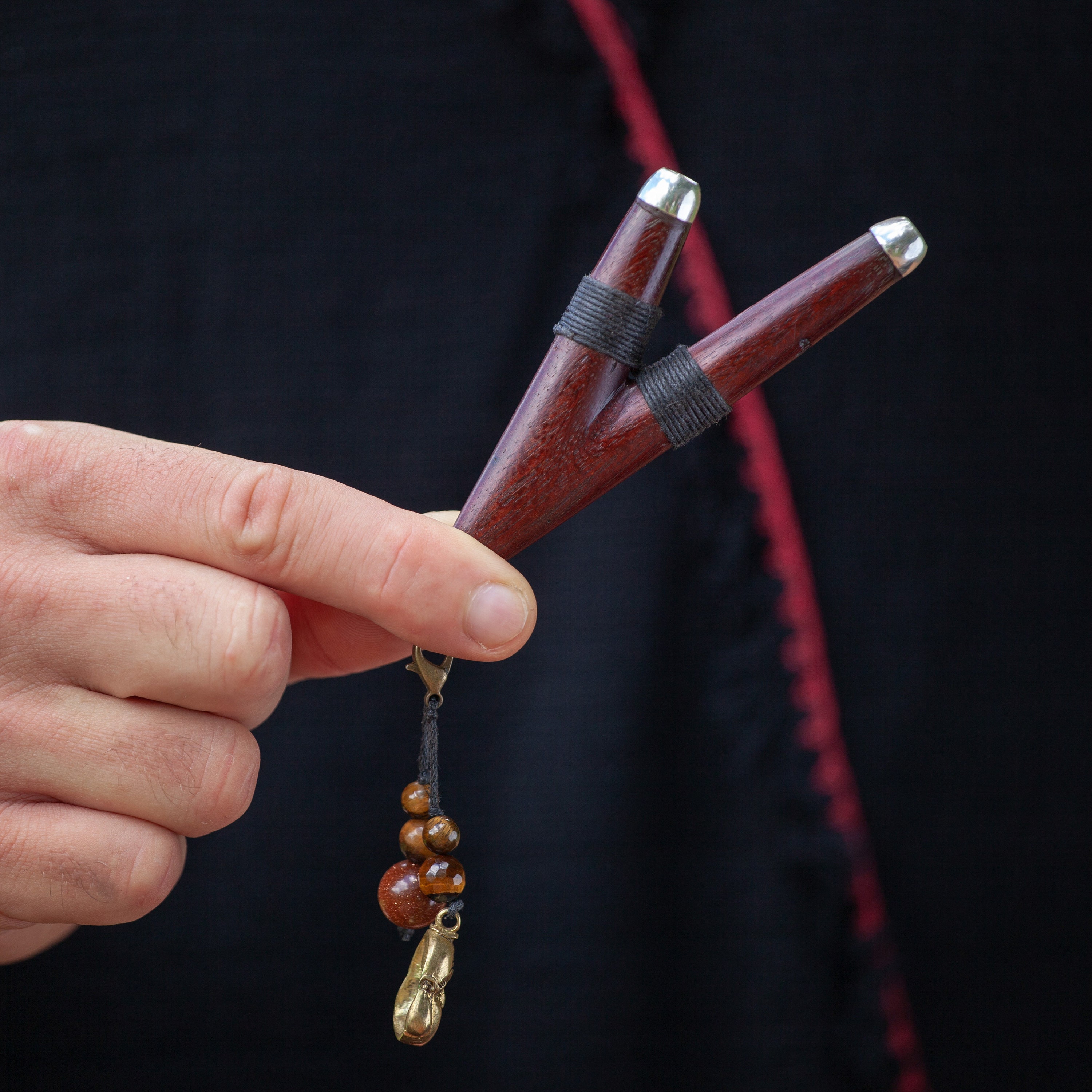 Rosewood Kuripe Necklace — Shamanic Hape Pipe Pendant | Bali