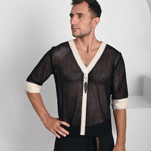 Mens Mesh Shirt - Yoga Wear - Shaman Clothing - Rave Clothes - Tribal Clothing Men - Bohemian Clothing- Shipibo Clothing