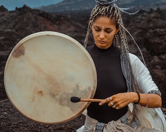 Afstembare sjamaantrommel: authentiek instrument van geitenleer voor genezing, meditatie en ceremonieel gebruik