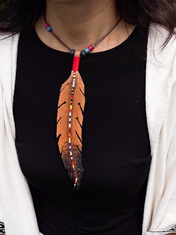 Eagle Feather Amulet Necklace | Buffalo Leather | Shamanic Tribal Talisman | Bali Handmade