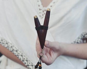 Pipa Kuripe de palisandro: aplicador de rapé chamánico Hape hecho a mano