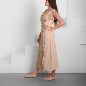 Organic Cotton Boho Maxi Dress: Ruffle Shaman Clothing, Bali Made