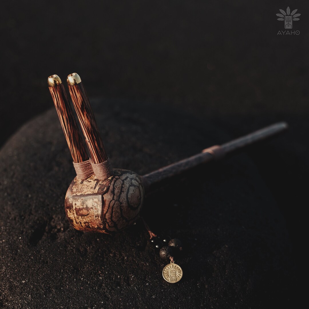 Tepi Pipe for Hape Snuff - Wooden Smoking Pipe for Sacred Herbal ...
