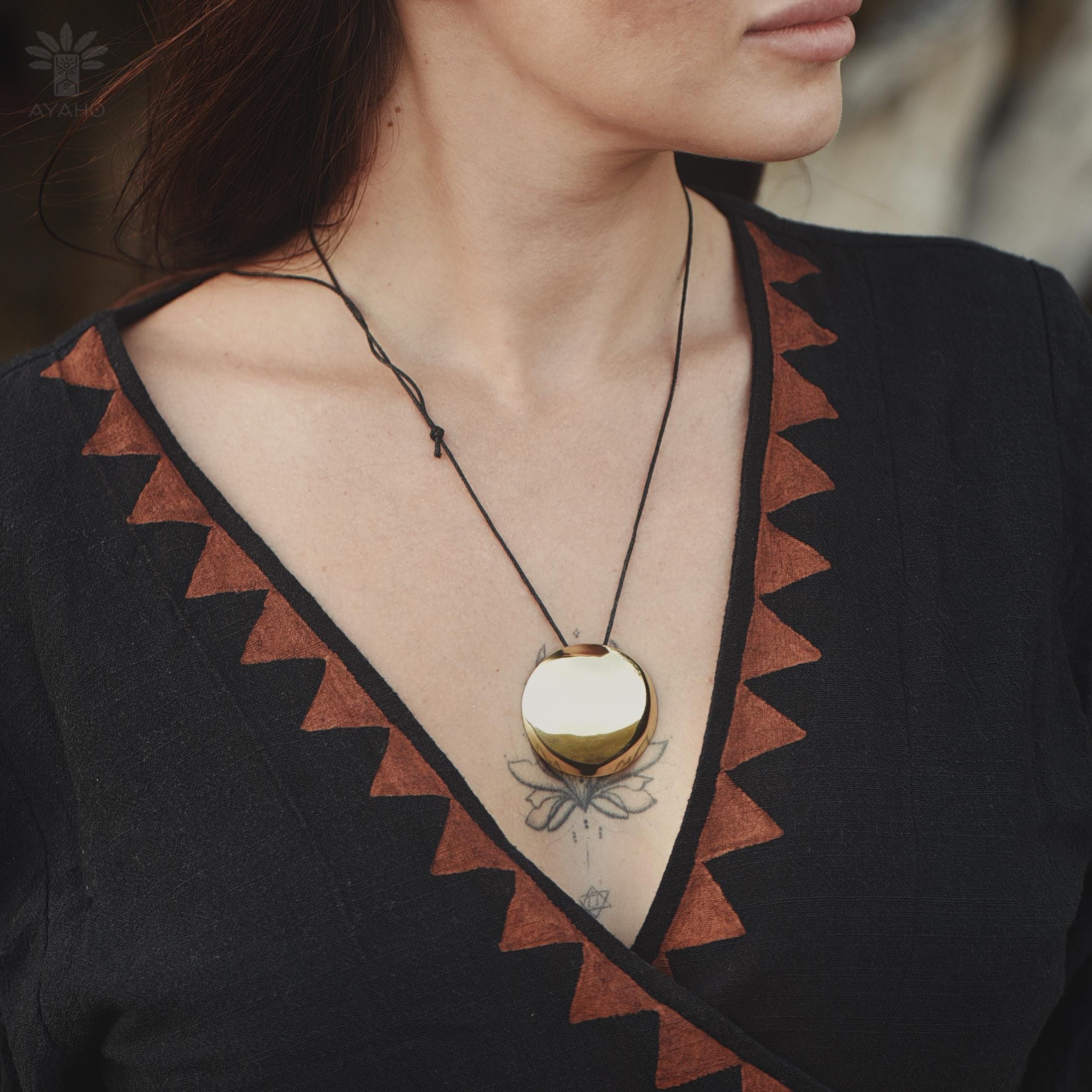 Shamanic Bronze Mirror Amulet – Sun Energy Talisman for Healers, Shamans | Astral Protection & Boho Style Jewelry
